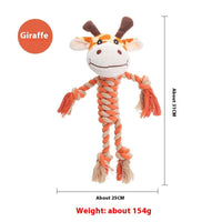 HKM-9061309 Animal-Shaped Plush Dog Toy for Molar Chewing - Bite-Resistant Hippo, Giraffe, Elephant, and Duck