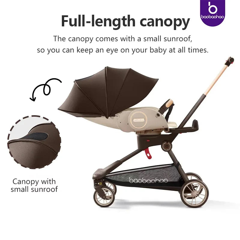 HKM-906131 Compact Travel Stroller with Reversible Handle and 360° Mobility for Newborns
