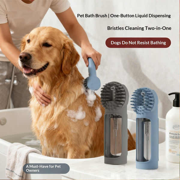 HKM-9062077 Silicone 2-in-1 Multi-Functional Pet Bath Brush for Gentle Grooming and Bathing