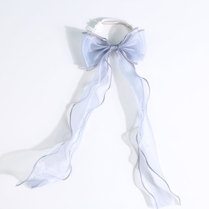HKM-9062461 Polka Dot Bowknot Adjustable Cat Collar with Organza Detail in Princess Style