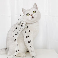 HKM-9062461 Polka Dot Bowknot Adjustable Cat Collar with Organza Detail in Princess Style