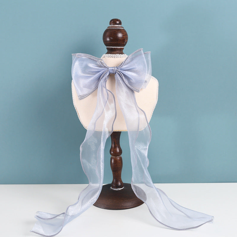 HKM-9062461 Polka Dot Bowknot Adjustable Cat Collar with Organza Detail in Princess Style