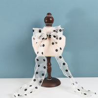 HKM-9062461 Polka Dot Bowknot Adjustable Cat Collar with Organza Detail in Princess Style