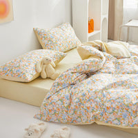 HKM-906259 Cotton Floral Bed Sheet Set - Soft, Durable, Various Sizes, American Country Style