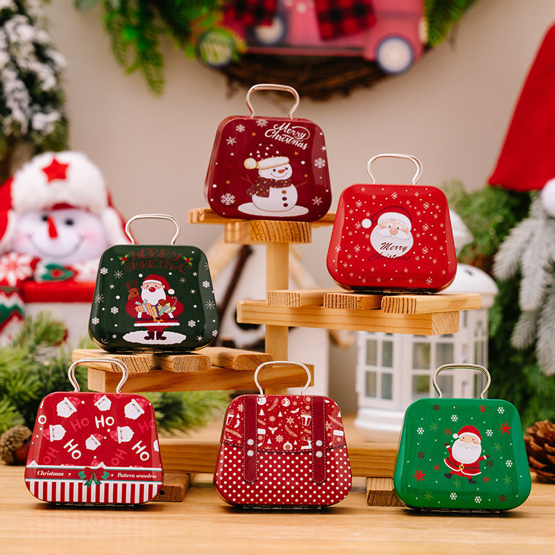 HKM-906387 Mini Tinplate Handbag Candy Boxes for Christmas Storage - Various Styles Available
