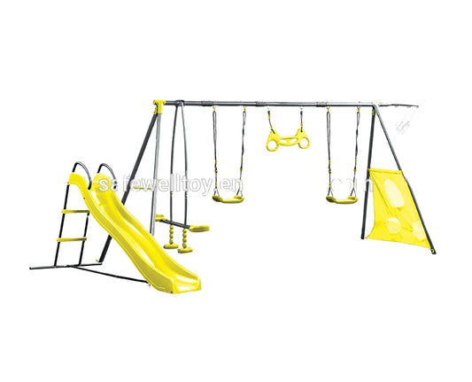 HKM-906387 Outdoor Kids Swing Set with Slide for Garden and Courtyard Playtime Fun