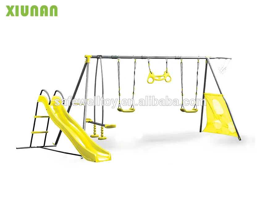HKM-906387 Outdoor Kids Swing Set with Slide for Garden and Courtyard Playtime Fun