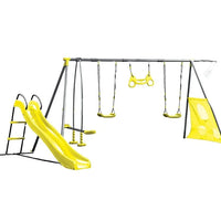 HKM-906387 Outdoor Kids Swing Set with Slide for Garden and Courtyard Playtime Fun