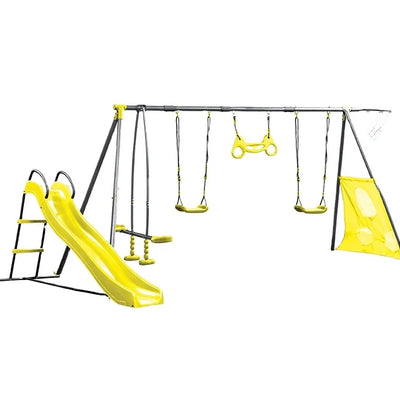HKM-906387 Outdoor Kids Swing Set with Slide for Garden and Courtyard Playtime Fun
