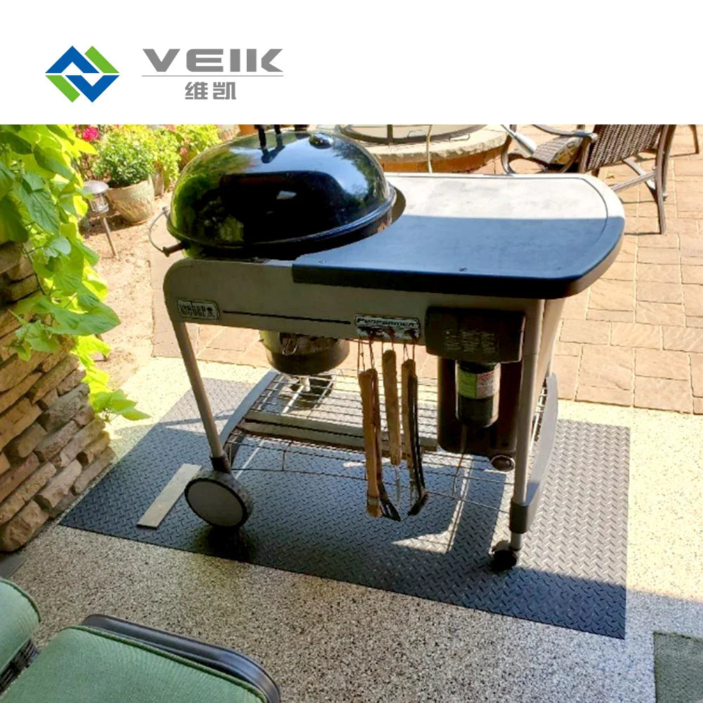 HKM-906451 BBQ Grill Under Mat - PVC Fireplace Protection Carpet for Outdoor Cooking