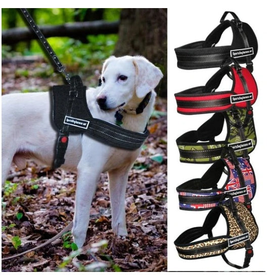 HKM-9065533 Adjustable Pet Chest Strap for Medium and Large Dogs - Red, Black, Camouflage, Golden Leopard, Rice - Sizes XS to XXL