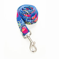 HKM-9066045 Graffiti Print Pet Collar and Leash Set in Blue for All Pets