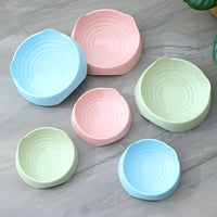 HKM-9066429 Plastic Ear Thread Pet Bowl - Available in Small (15x4.5cm) and Large (19.5x5.8cm) Sizes, Ideal for Pets in Green, Pink, and Blue