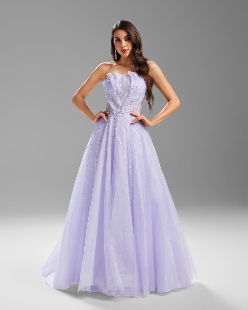 HKM-906643 Elegant Purple Evening Dress for Women - Style EZ25068