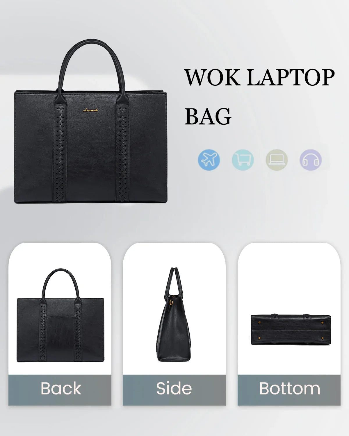 HKM-906643 Stylish Ladies Women's Leather Briefcase for 15.6 Inch Laptop - Vintage Style Office Tote Bag