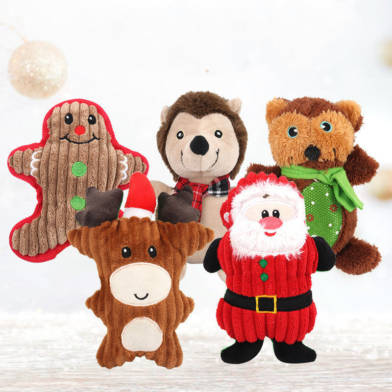 HKM-9067069 Plush Dog Toy with Sound Generator for Dental Health and Interactive Play