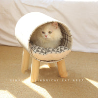 HKM-9070269 Cozy Poplar and Linen Pet Bed Hammock for Cats and Dogs
