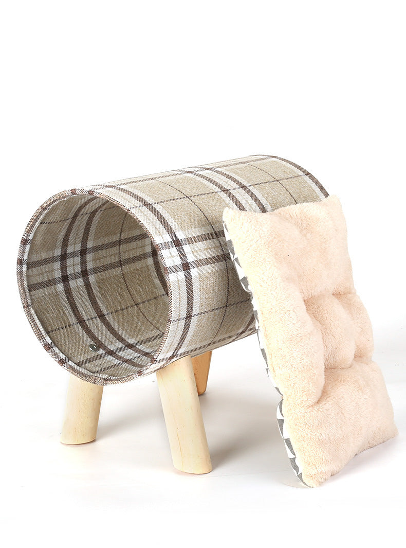 HKM-9070269 Cozy Poplar and Linen Pet Bed Hammock for Cats and Dogs