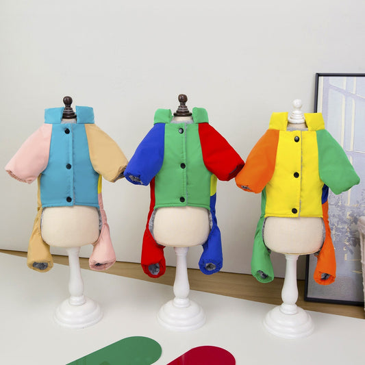 HKM-9070781 Thickened Four-Legged Cotton-Padded Dog Coat for Winter - Multiple Sizes and Colors Available