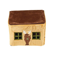 HKM-907091 Foldable Removable Washable Cartoon Doghouse for Pets - Cozy Cloth Pet Nest in Brown and Pink, 50x50x46cm