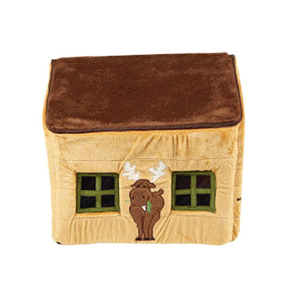 HKM-907091 Foldable Removable Washable Cartoon Doghouse for Pets - Cozy Cloth Pet Nest in Brown and Pink, 50x50x46cm