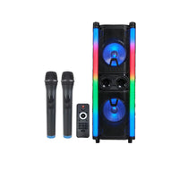 HKM-907091 Portable PA Speaker System with Dual 10" Woofers, 60W Tweeter, and Party Lights