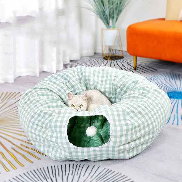 HKM-9071293 Universal Donut Cat Nest Tunnel for All Seasons - Various Colors and Styles Available