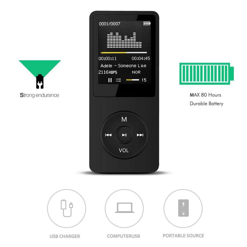 HKM-907283 Compact Portable MP3 Player with 1.8-Inch TFT Display and FM Radio