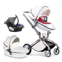 HKM-907283 Luxury Foldable 3-in-1 Aluminium Pram Travel System with Eco Leather Seat