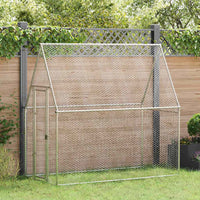 HKM-9073597 Spacious Silver Galvanized Steel Chicken Coop for Hens, Ducks, and Small Animals