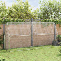 HKM-9073597 Spacious Silver Galvanized Steel Chicken Coop for Hens, Ducks, and Small Animals