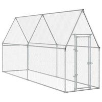 HKM-9073597 Spacious Silver Galvanized Steel Chicken Coop for Hens, Ducks, and Small Animals