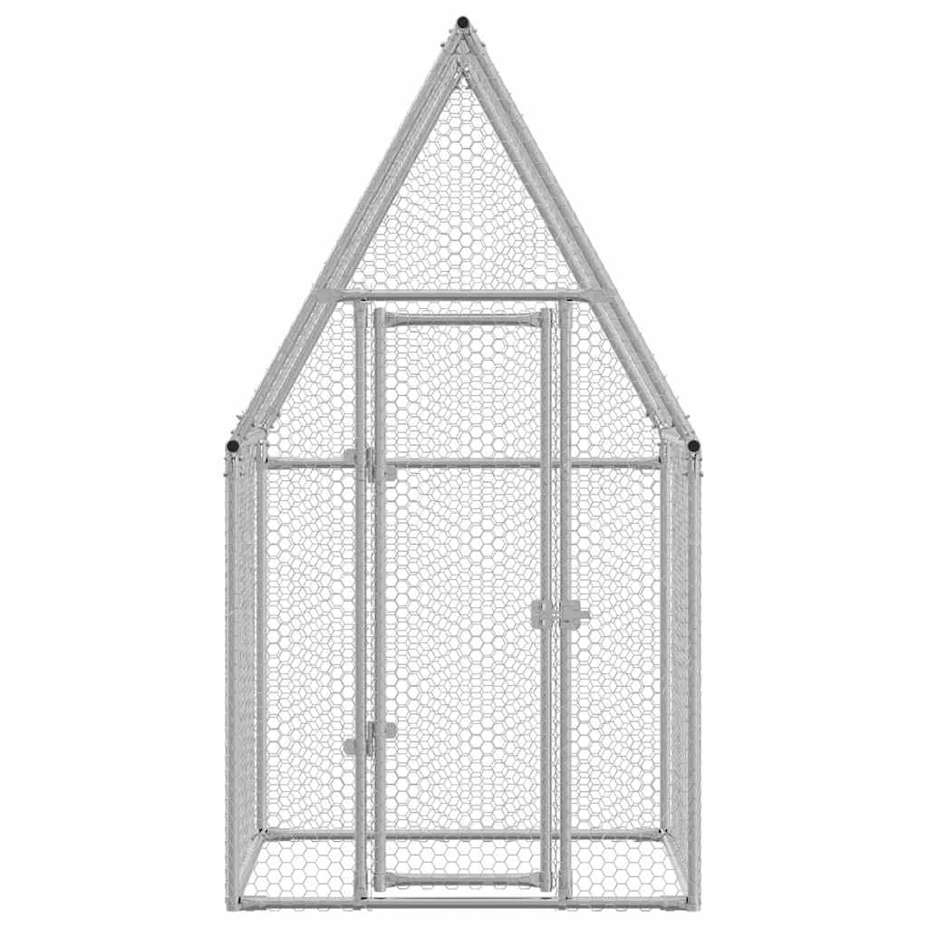 HKM-9073597 Spacious Silver Galvanized Steel Chicken Coop for Hens, Ducks, and Small Animals