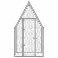 HKM-9073597 Spacious Silver Galvanized Steel Chicken Coop for Hens, Ducks, and Small Animals