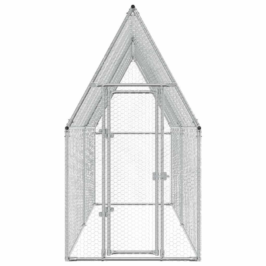 HKM-9073597 Spacious Silver Galvanized Steel Chicken Coop for Hens, Ducks, and Small Animals