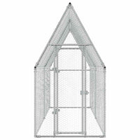 HKM-9073597 Spacious Silver Galvanized Steel Chicken Coop for Hens, Ducks, and Small Animals