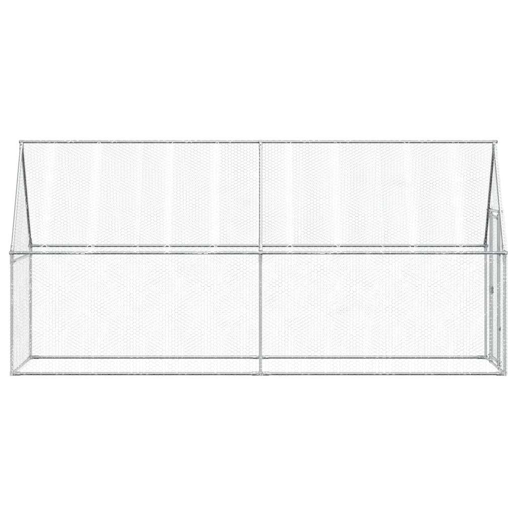 HKM-9073597 Spacious Silver Galvanized Steel Chicken Coop for Hens, Ducks, and Small Animals