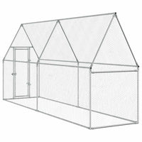 HKM-9073597 Spacious Silver Galvanized Steel Chicken Coop for Hens, Ducks, and Small Animals