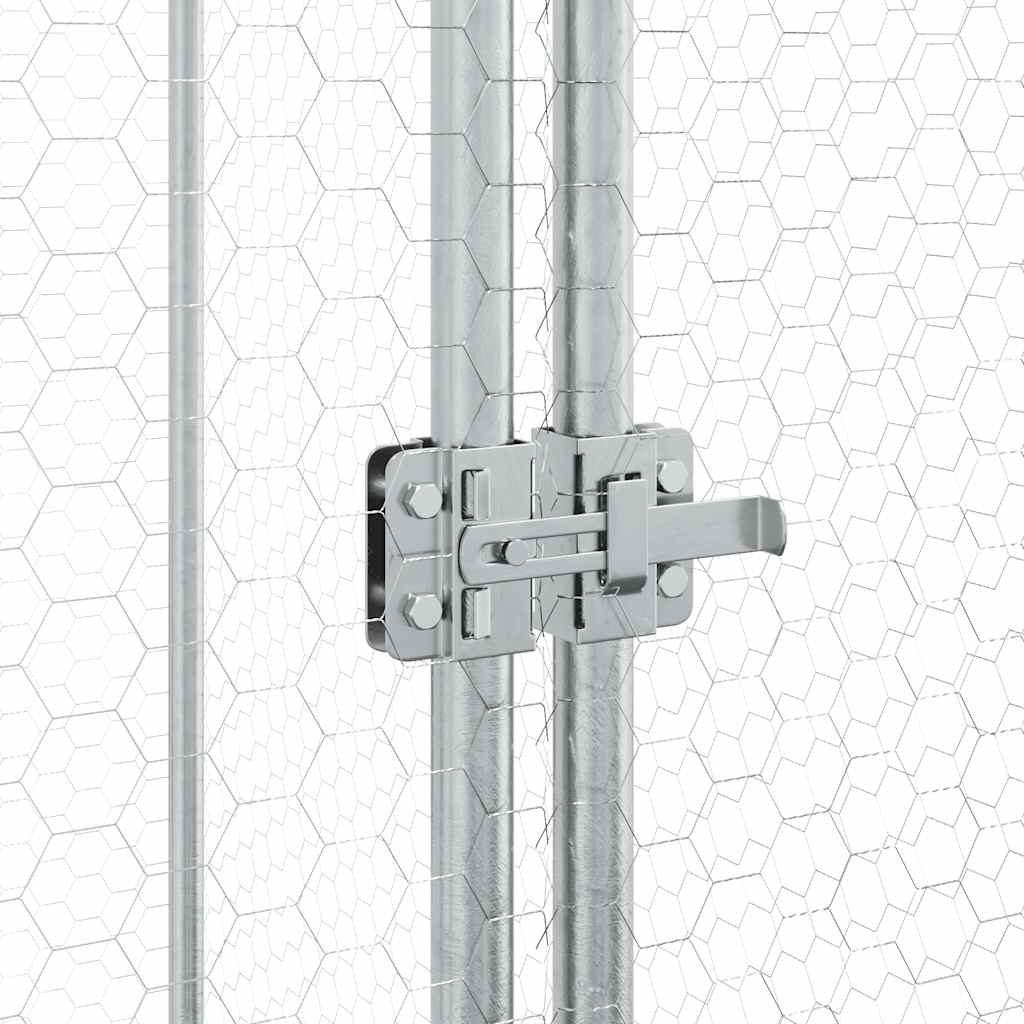 HKM-9073597 Spacious Silver Galvanized Steel Chicken Coop for Hens, Ducks, and Small Animals