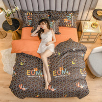 HKM-907411 Thickened Cotton Quilt Cover Set in Garden Flower Design