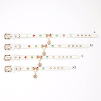 HKM-9074237 Elegant White Cat Collar with Diamond Alloy Bow ¨C Sizes XS to L