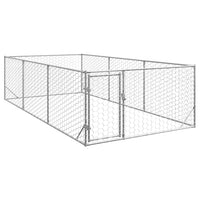 HKM-9076029 Galvanized Outdoor Dog Kennel with Door - 2x1x1 m, 7x11 cm Mesh Size