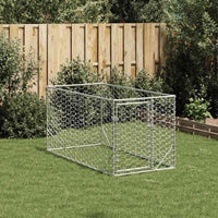 HKM-9076029 Galvanized Outdoor Dog Kennel with Door - 2x1x1 m, 7x11 cm Mesh Size