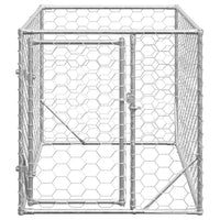 HKM-9076029 Galvanized Outdoor Dog Kennel with Door - 2x1x1 m, 7x11 cm Mesh Size