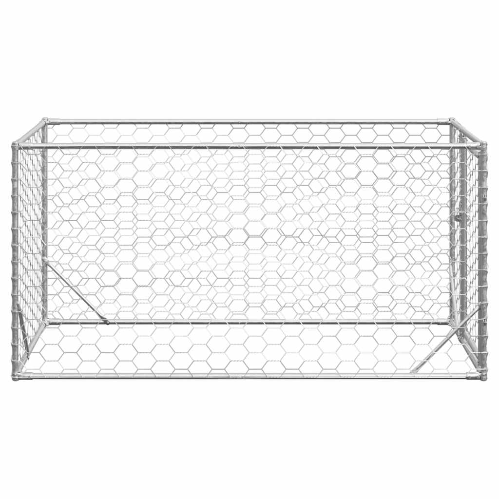 HKM-9076029 Galvanized Outdoor Dog Kennel with Door - 2x1x1 m, 7x11 cm Mesh Size