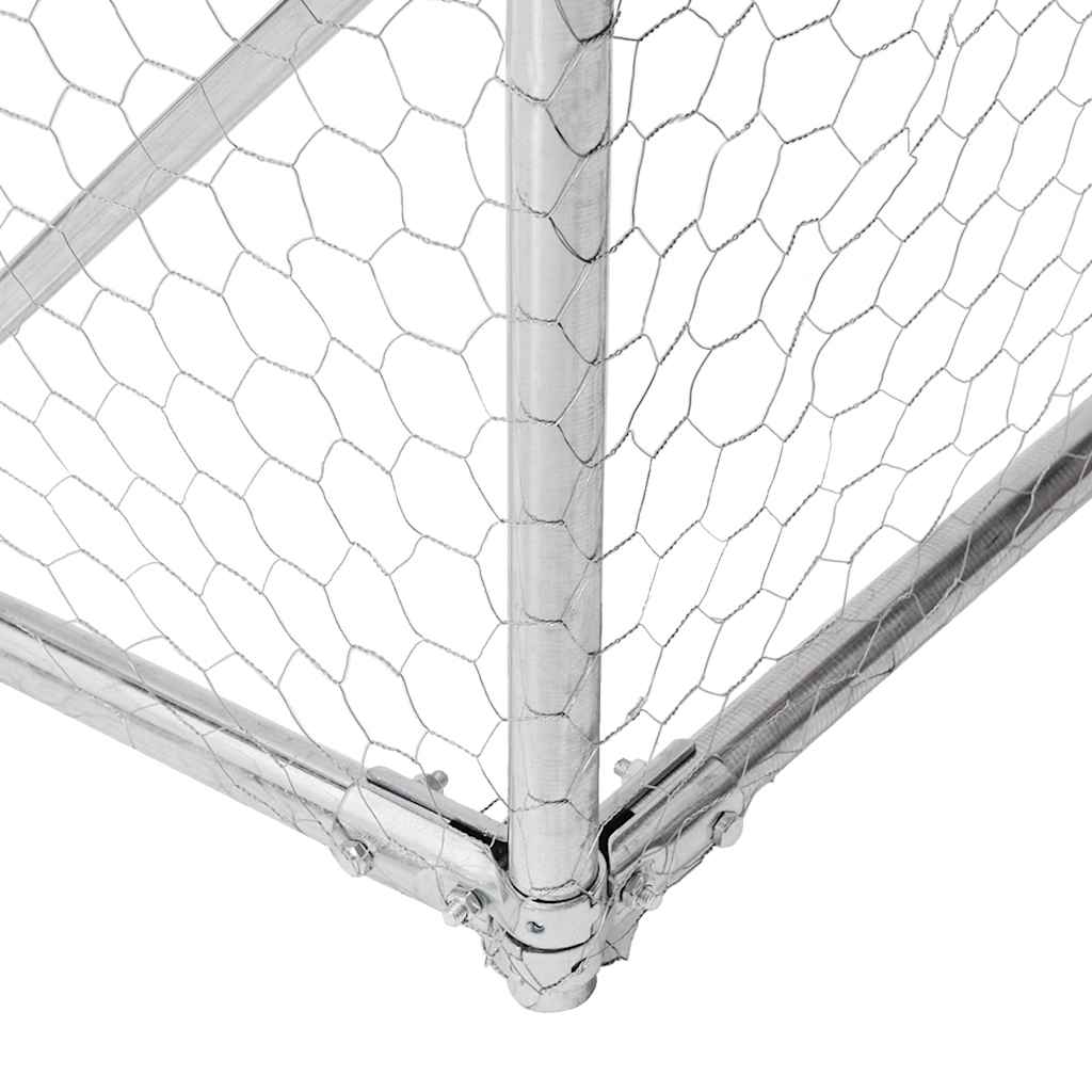 HKM-9076029 Galvanized Outdoor Dog Kennel with Door - 2x1x1 m, 7x11 cm Mesh Size