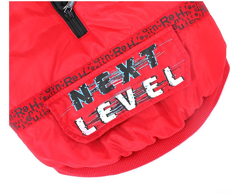 HKM-9076413 Cozy Padded Cotton Coat for Small Dogs – Casual Winter Wear in Black and Red