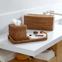 HKM-907667 Rattan Bathroom Accessories Set for Elegant Home Décor