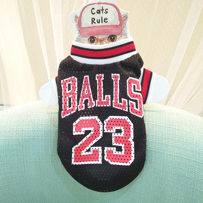 HKM-9077565 Fashionable Breathable Pet Sweatshirt Vest in Black and Red - Sizes S to XXL