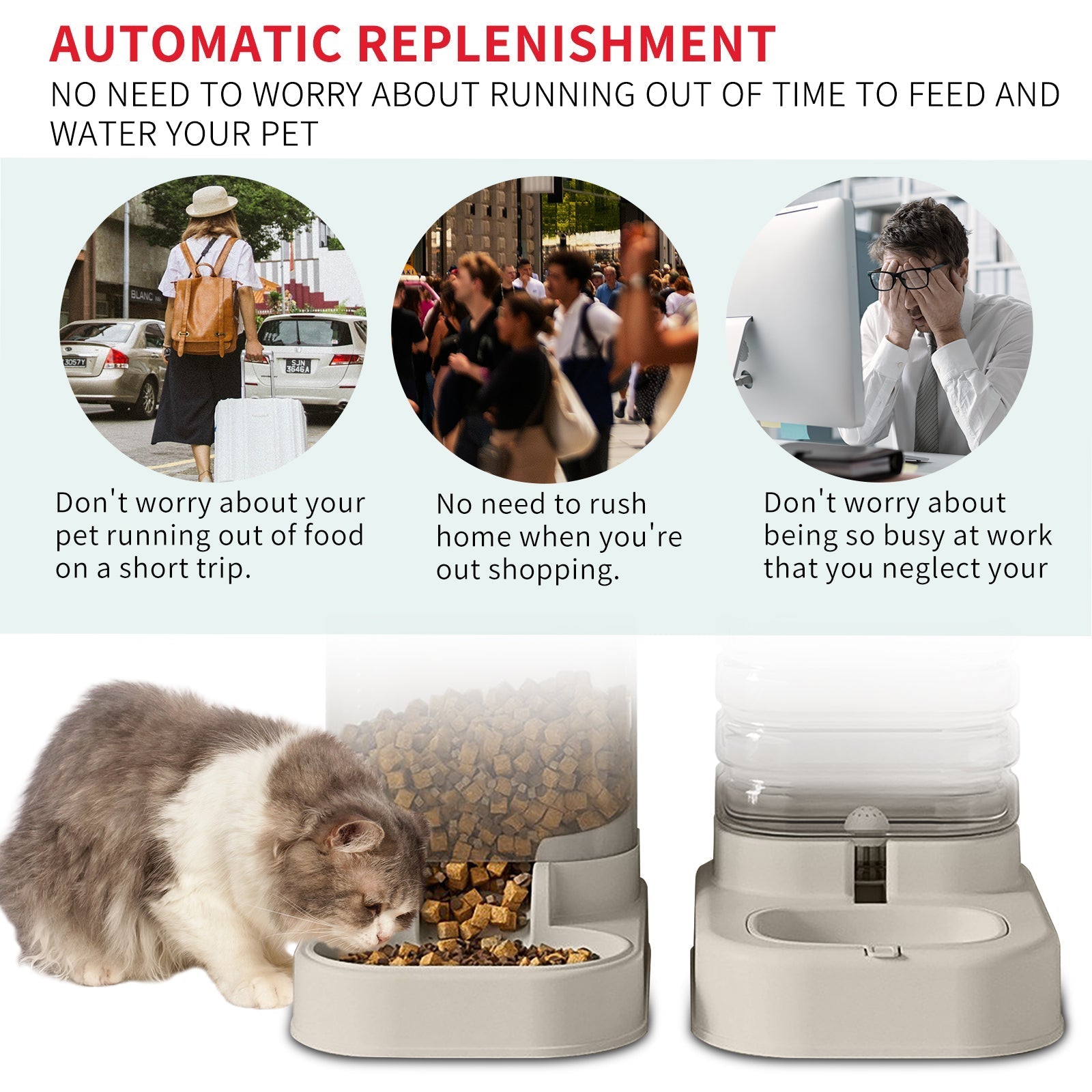 HKM-9077821 Large Capacity Automatic Pet Food and Water Dispenser for Outdoor Use